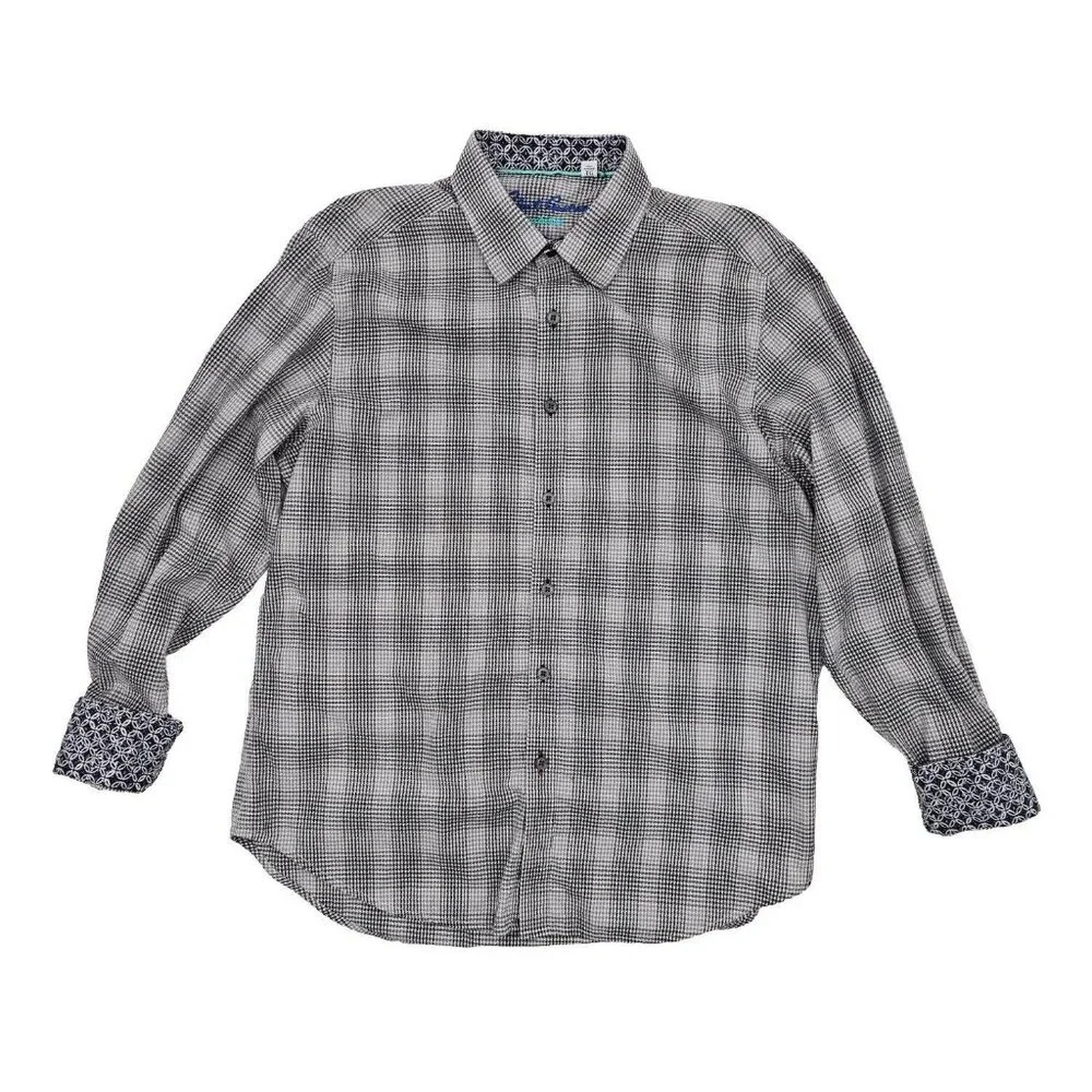 Robert Graham Exclusive Gray Flip Cuff Button Up Long Sleeve Men's Shirt XL